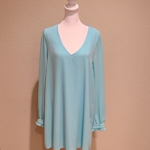dee elle Baby Blue Vee Neck Dress Size L